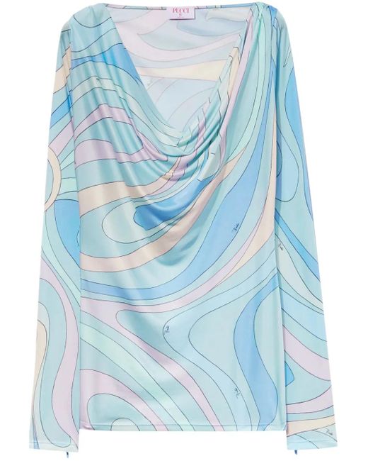 Blusa A Maniche Lunghe di Emilio Pucci in Blue