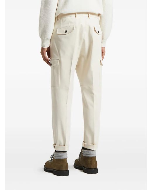 Peserico Natural Drawstring Cargo Trousers for men
