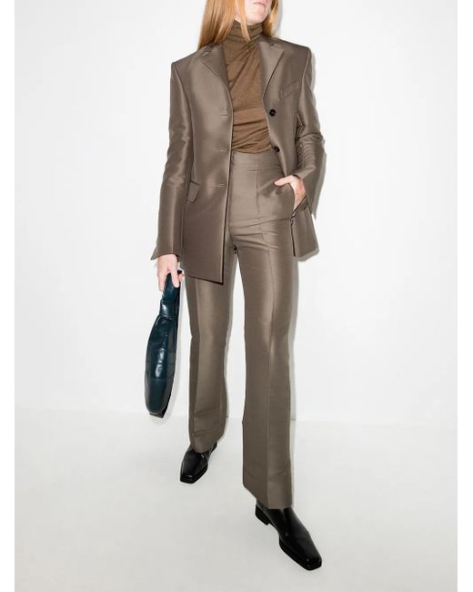 Low Classic Brown High-Rise Slim-Fit Trousers