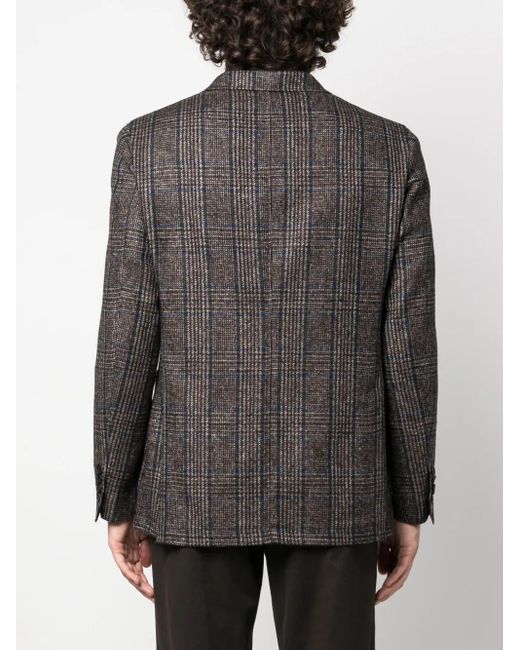 Canali Black Plaid-Check Single-Breasted Blazer for men