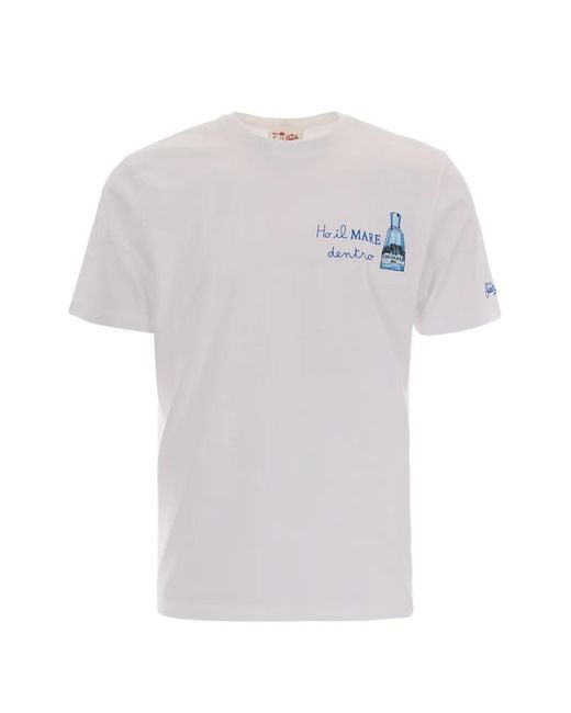 Mc2 Saint Barth White Portofino Slogan-Embroidered T-Shirt for men