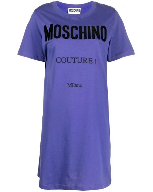 Moschino Blue Logo-Print T-Shirt Dress