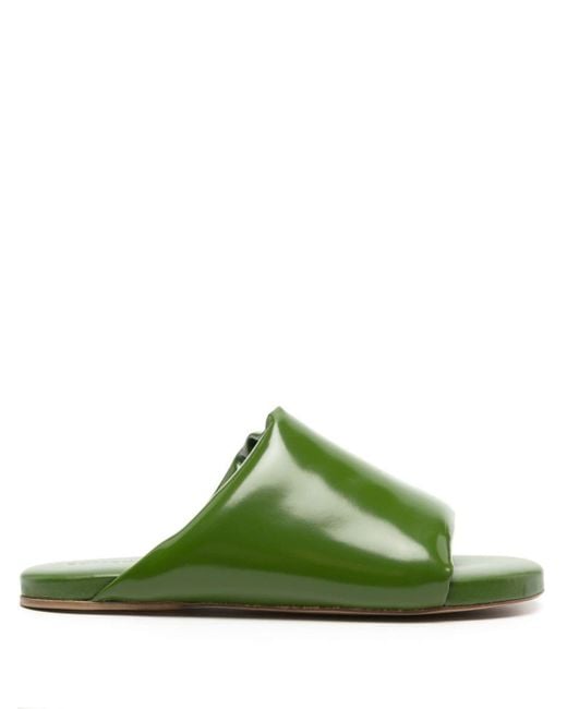 Bottega Veneta Green Cushion Leather Flat Sandals