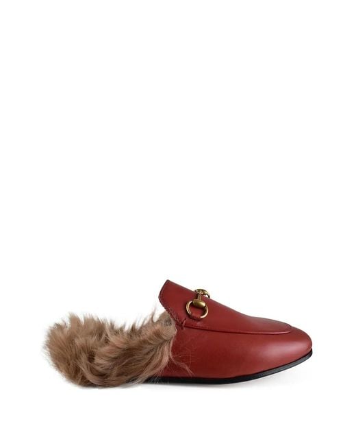Gucci Red Princetown Horsebit Leather Mules