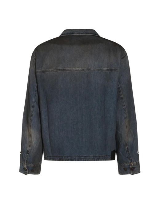 Amiri Black Skels Leather-Patch Denim Jacket for men