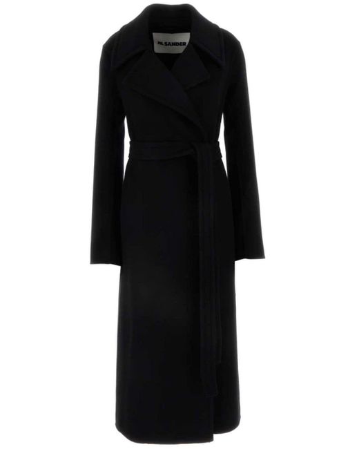 Jil Sander Cashmere Belted Coat in Black Lyst UK