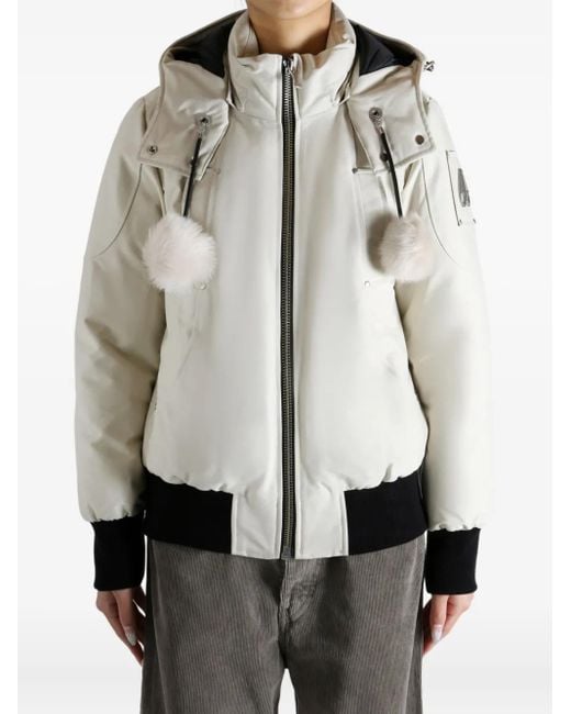 Moose Knuckles Gray Hooded Pompom Jacket