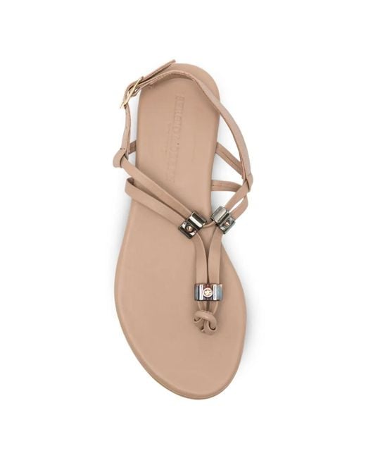 SERGIO MORETTI FIRENZE Natural Buckle-Fastening Thong Sandals