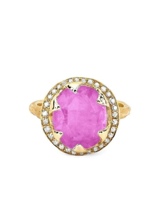 Logan Hollowell Pink 18K Baby Queen Diamond And Sapphire Ring