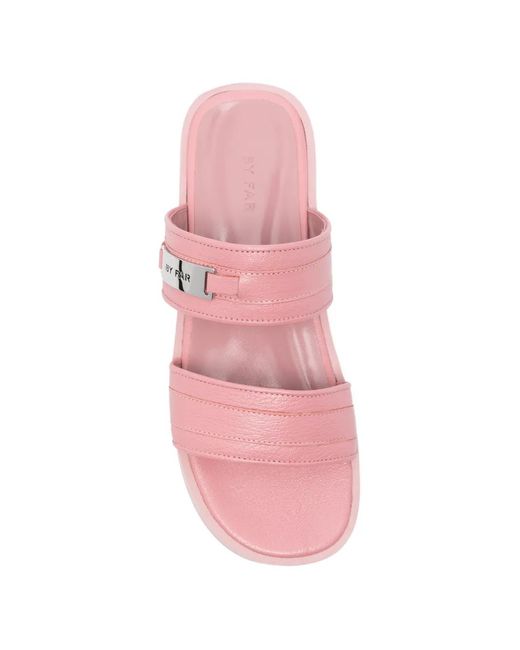 By Far Pink Logo-Plaque Double-Strap Sandals