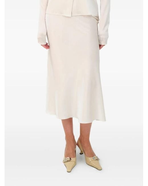 MANURI Natural Tina Bias-Cut Midi Skirt
