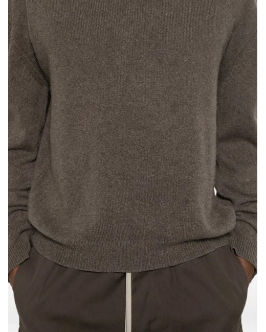 Rick Owens Gray Tommy Lupetto Ribbed-Knit Sweater for men