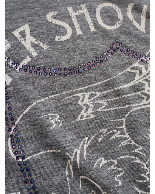 HTC Gray Studded Graphic-Print T-Shirt for men