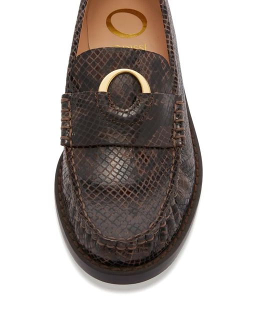 Odissi White Kali Signature Decorative Python-Effect Leather Loafers