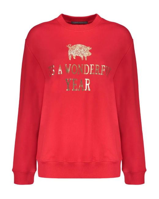 Alberta Ferretti Red Sweatshirt mit Schweine-Print