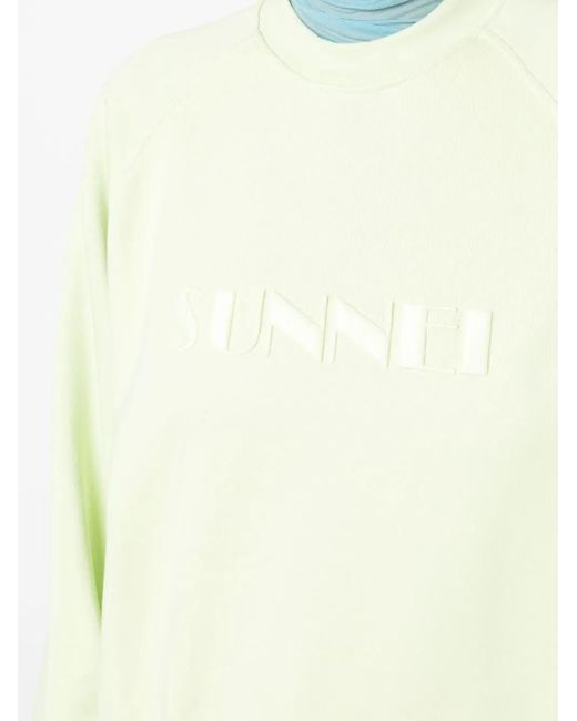 Sunnei Green Embroidered-Logo Detail Sweatshirt