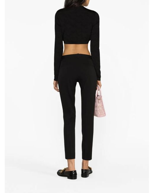 Versace Black Wool-Blend Tapered Pants