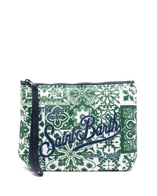 Mc2 Saint Barth Green Aline Majolica-print Wash Bag