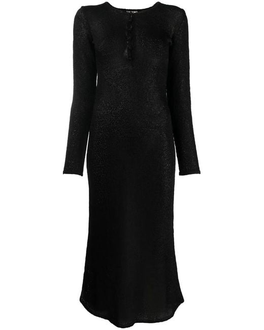 Tom Ford Black Semi-Sheer Long-Sleeved Dress