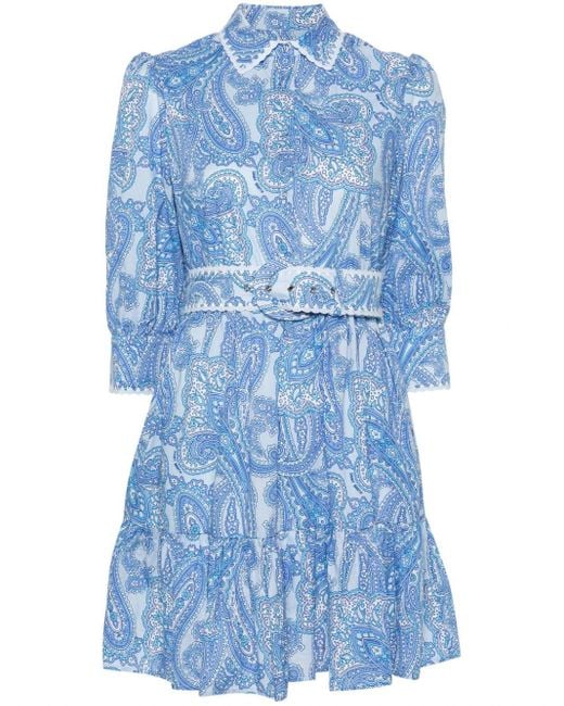 Mc2 Saint Barth Blue Bandana-print Cotton Mini Dress
