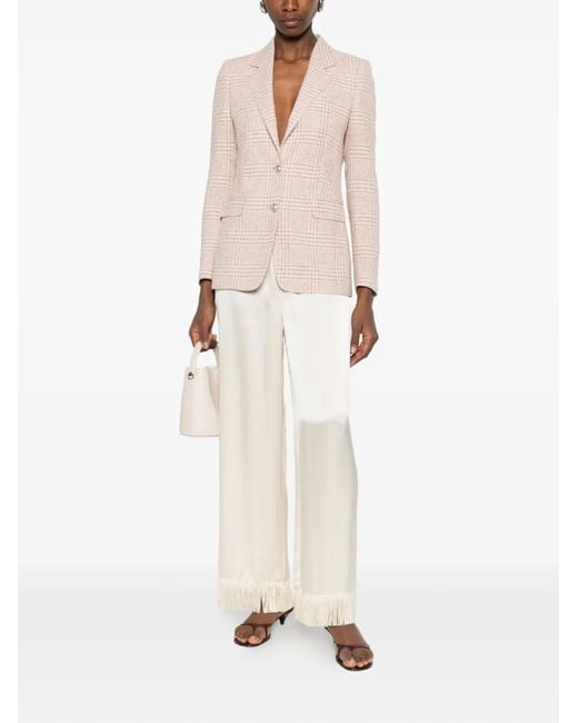 Tagliatore Pink Checked Single-Breasted Blazer