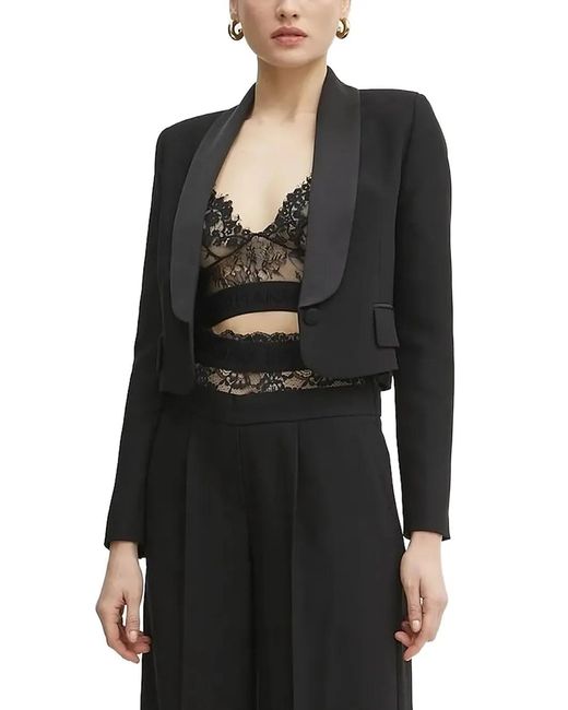 ERMANNO FIRENZE Black Satin-Lapel Jacket