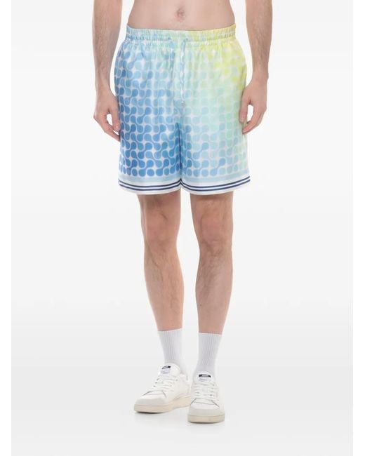 Casablanca Blue Tennis-Tile Pattern Shorts for men
