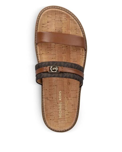 MICHAEL Michael Kors Brown Logo-Plaque Sandals