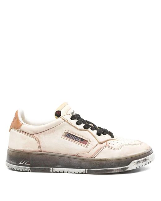 Autry Natural Medalist Distressed Leather Sneakers for men