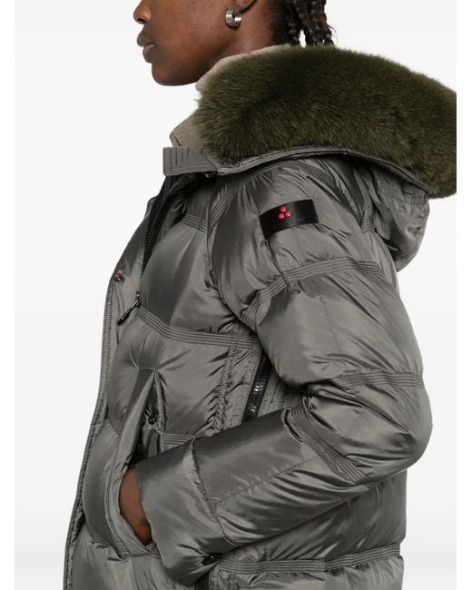 Peuterey Gray Hooded Midi Down Jacket