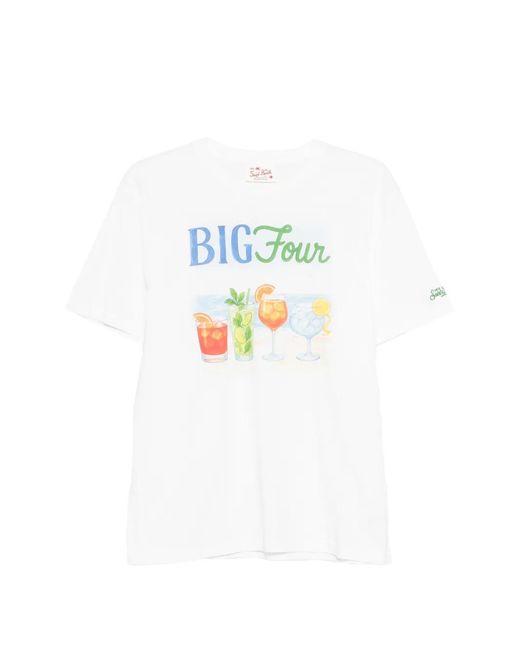 Mc2 Saint Barth White Cocktail-Print T-Shirt for men