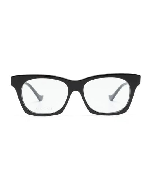 Gucci Black Logo-Engraved Square-Frame Glasses