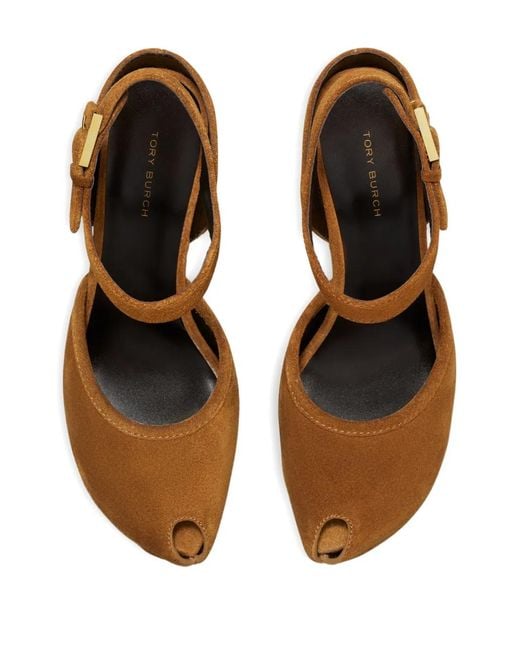 Tory Burch Brown Strappy Platform Sandals