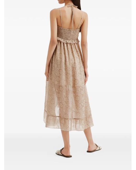B+ AB Natural Floral-Jacquard Ruffled Midi Dress
