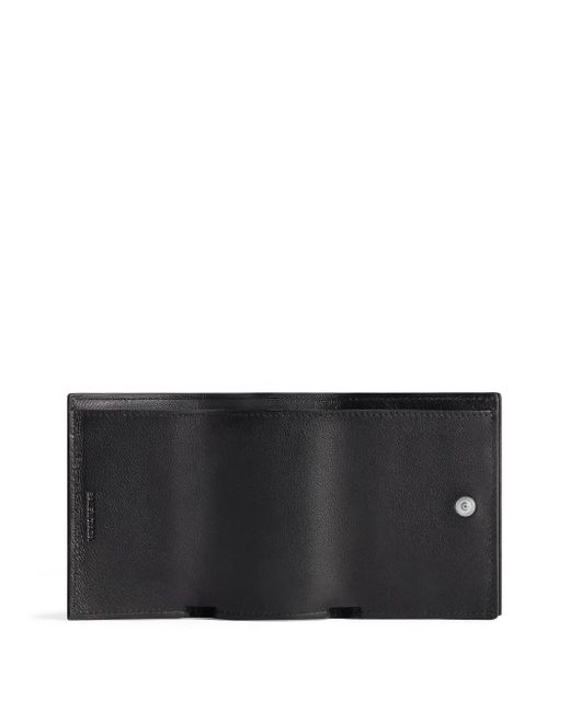 Balenciaga Black Logo-Print Foldover Wallet for men