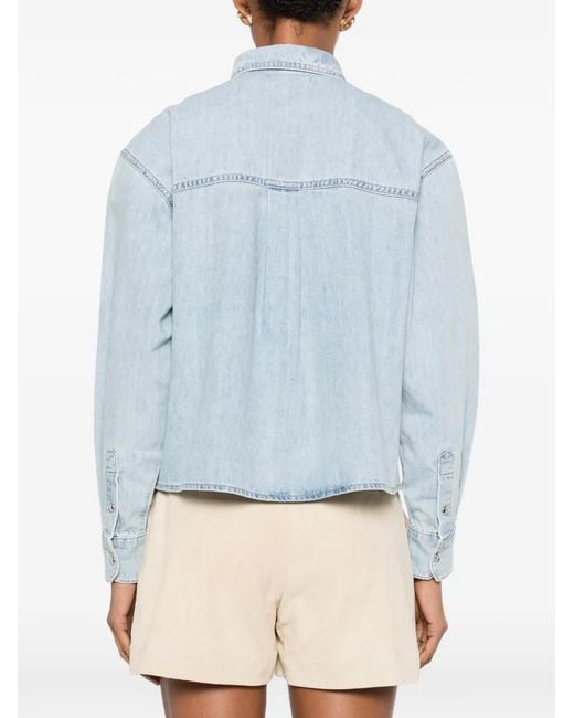 Maje Blue Chest-Pocket Denim Shirt