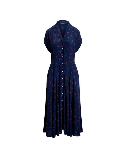 Polo Ralph Lauren Blue Dakota Short-Sleeves Midi Dress