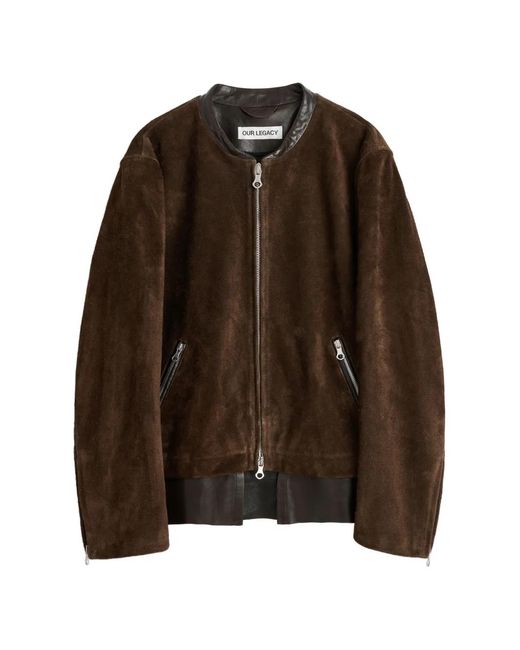 Our Legacy Brown Drift Zip-Fastening Suede Jacket for men