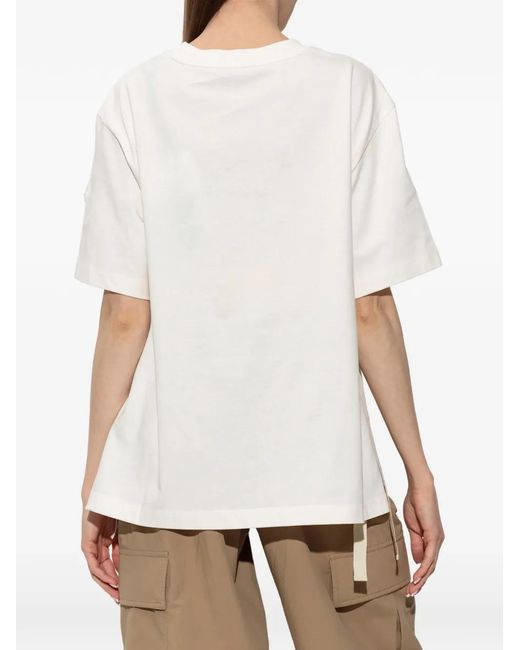 Moncler White T-Shirt À Patch En Dentelle