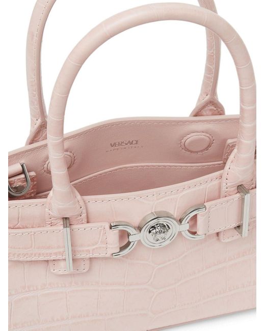 Versace Pink Medusa-plaque Leather Tote Bag