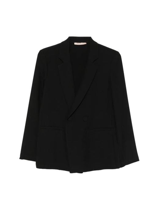 Pennyblack Black Double-Breasted Notched-Lapels Blazer