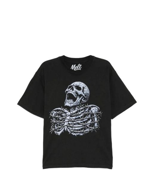 Melt Black Skull-Print T-Shirt for men