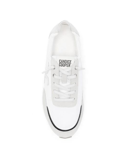 Candice Cooper White Panelled Logo-Patch Sneakers