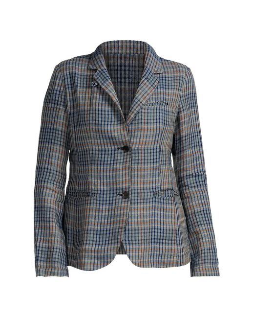 Hannes Roether Gray Plaid-Check Single-Breasted Blazer