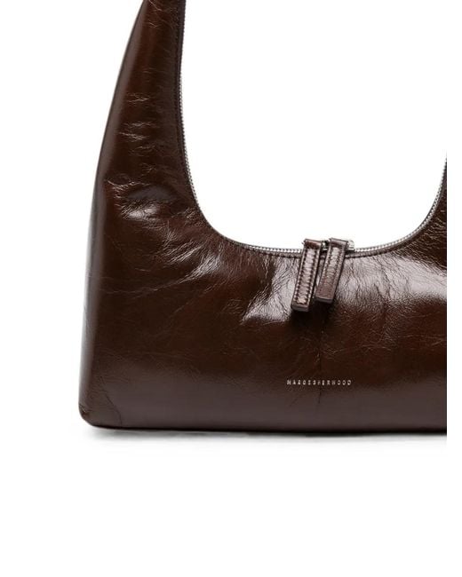 MARGE SHERWOOD Brown Logo-Detail Leather Shoulder Bag