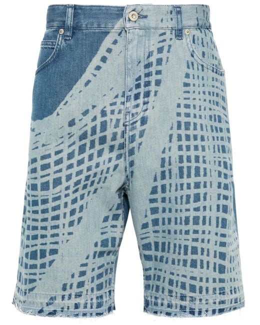 Loewe Blue Logo-Patch Denim Shorts for men