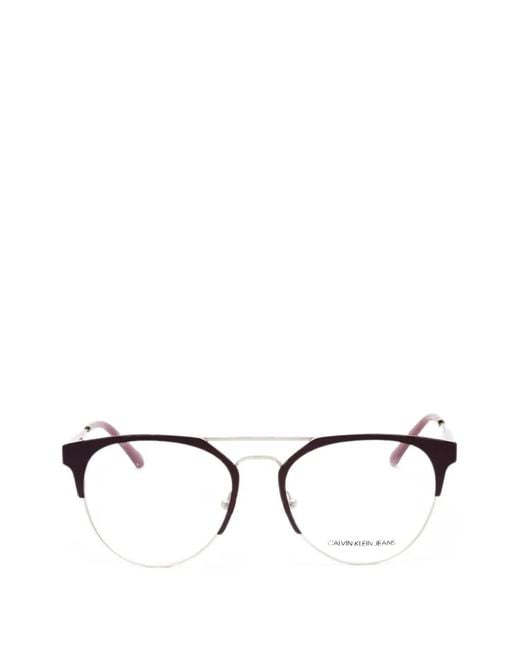 Calvin Klein Metallic Round-Frame Glasses