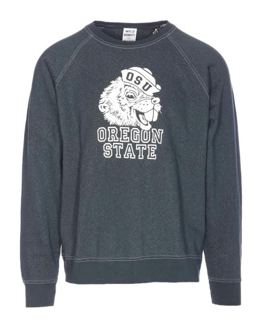 WILD DONKEY Gray Oregon-Print Crewneck Sweatshirt for men