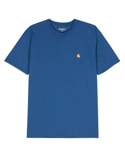 Carhartt Blue Chase Logo-embroidered T-shirt for men