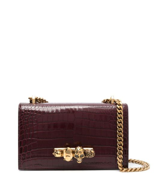 Alexander McQueen Purple Jewelled Leather Satchel Bag